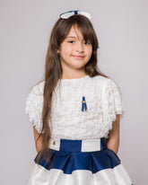 Ensemble Élégante Blanc Bleu Royal pour fille